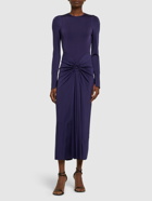 VICTORIA BECKHAM - Gathered Viscose Long Sleeve Midi Dress