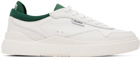 Hugo White & Green Leather Lace-Up Sneakers