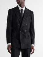TOM FORD - Double-Breasted Pinstriped Wool-Twill Suit Jacket - Black