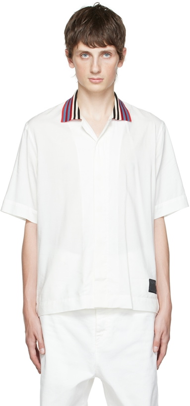 Photo: Paul Smith White Knitted Collar Shirt
