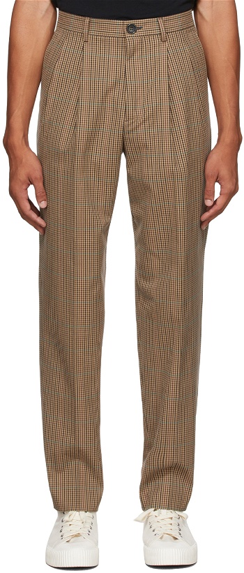Photo: PS by Paul Smith Brown Check Pleated Trousers