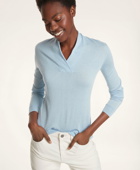 Brooks Brothers Women's Silk-Cashmere Shawl-Collar Sweater | Pale Blue