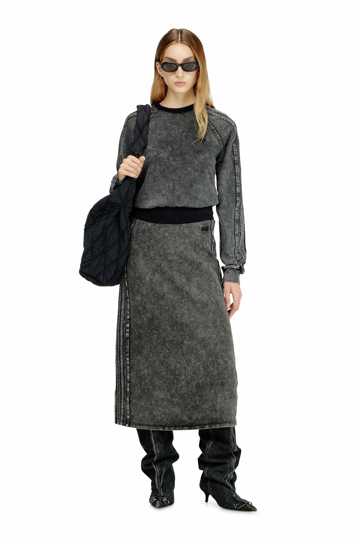 Diesel Sweatshirt with bands and Oval D embroidery - Sweaters - Woman -