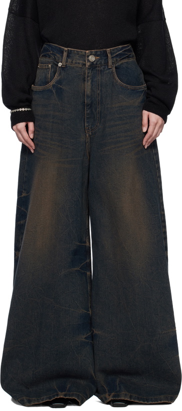 Photo: Juun.J Blue Washed Denim Wide Jeans