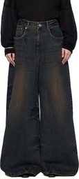Juun.J Blue Washed Denim Wide Jeans
