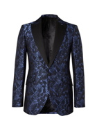 Favourbrook - Botanics Grosgrain-Trimmed Cotton and Silk-Jacquard Tuxedo Jacket - Blue
