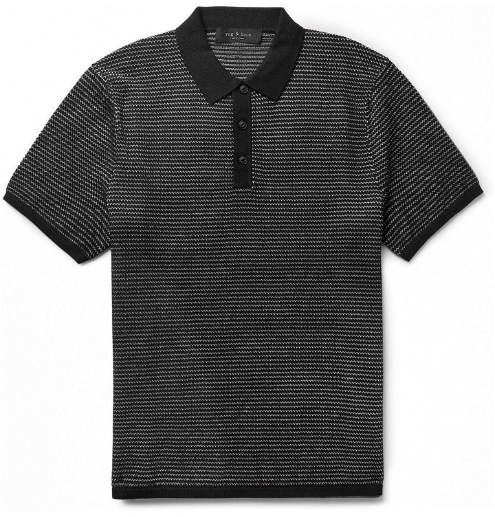 Photo: rag & bone - Finn Cotton and Nylon-Blend Polo Shirt - Black