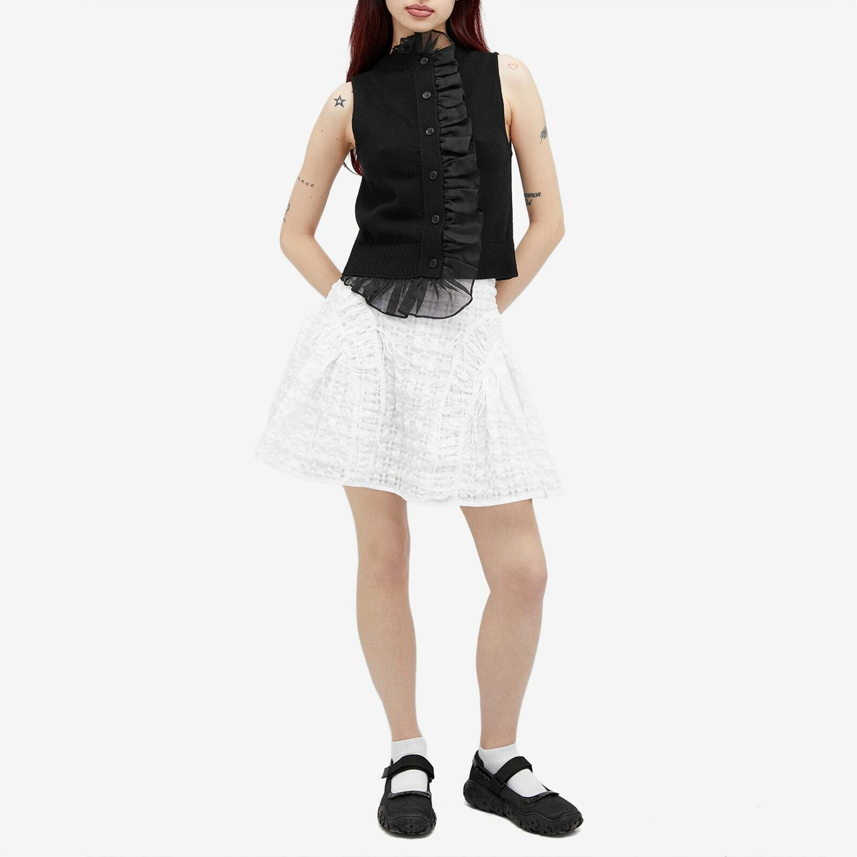 Cecilie Bahnsen Women's Oda Check Seersucker Skirt in White
