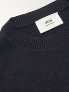 AMI PARIS - Logo-Embroidered Merino Wool Sweater - Blue