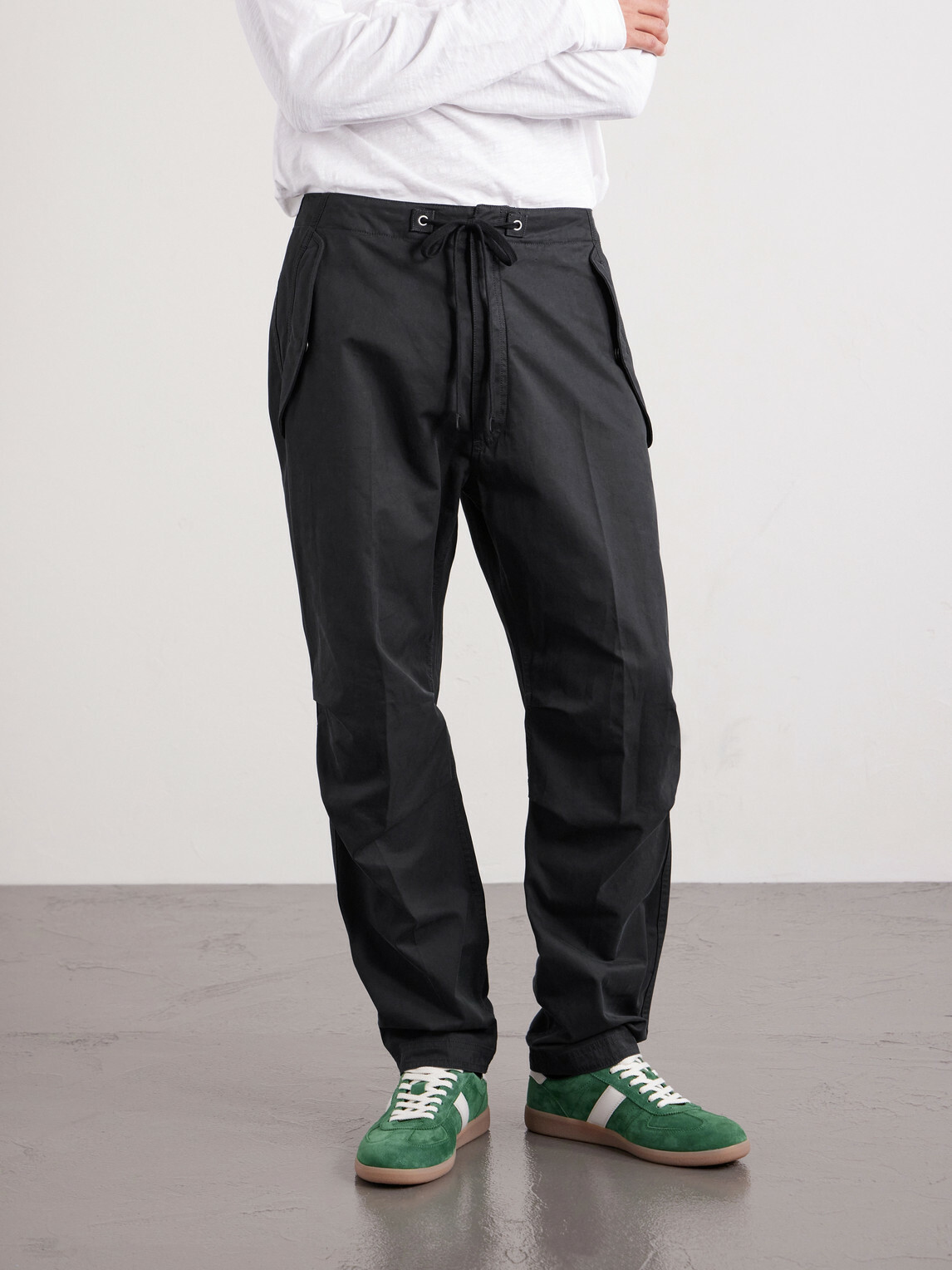 TOM FORD - Straight-Leg Cotton-Twill Drawstring Trousers - Black