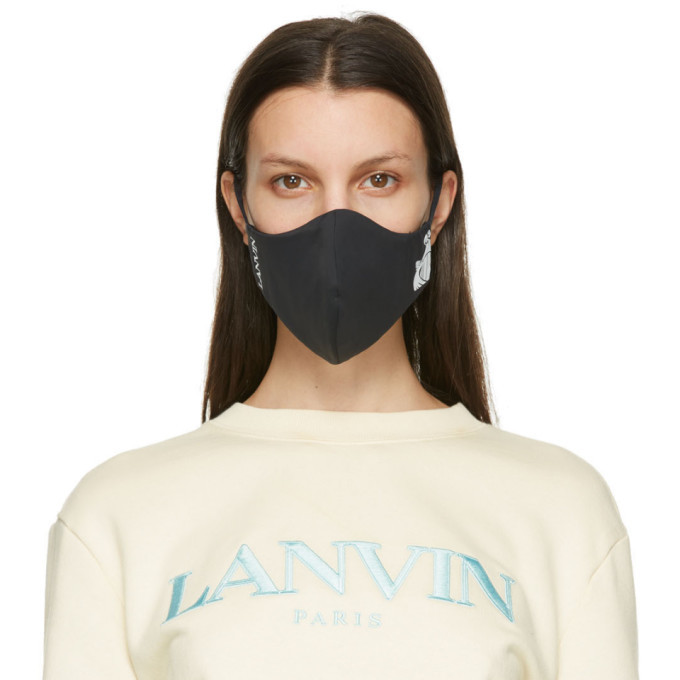 Lanvin Two-Pack Black and Navy Logo Face Masks Lanvin