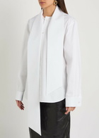 Saint Laurent Scarf-effect Cotton-poplin Shirt White