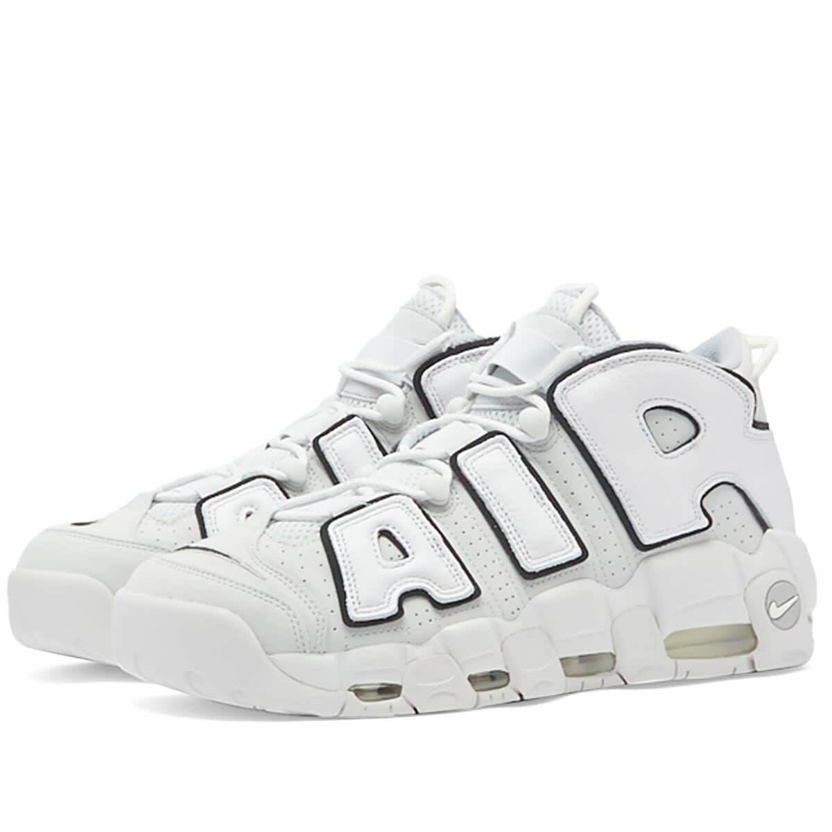 NIKE Air More Uptempo '96 rubber-trimmed suede and leather sneakers