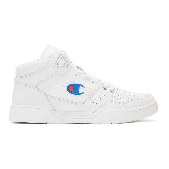 Photo: Champion Reverse Weave White 3 on 3 SP High-Top Sneakers