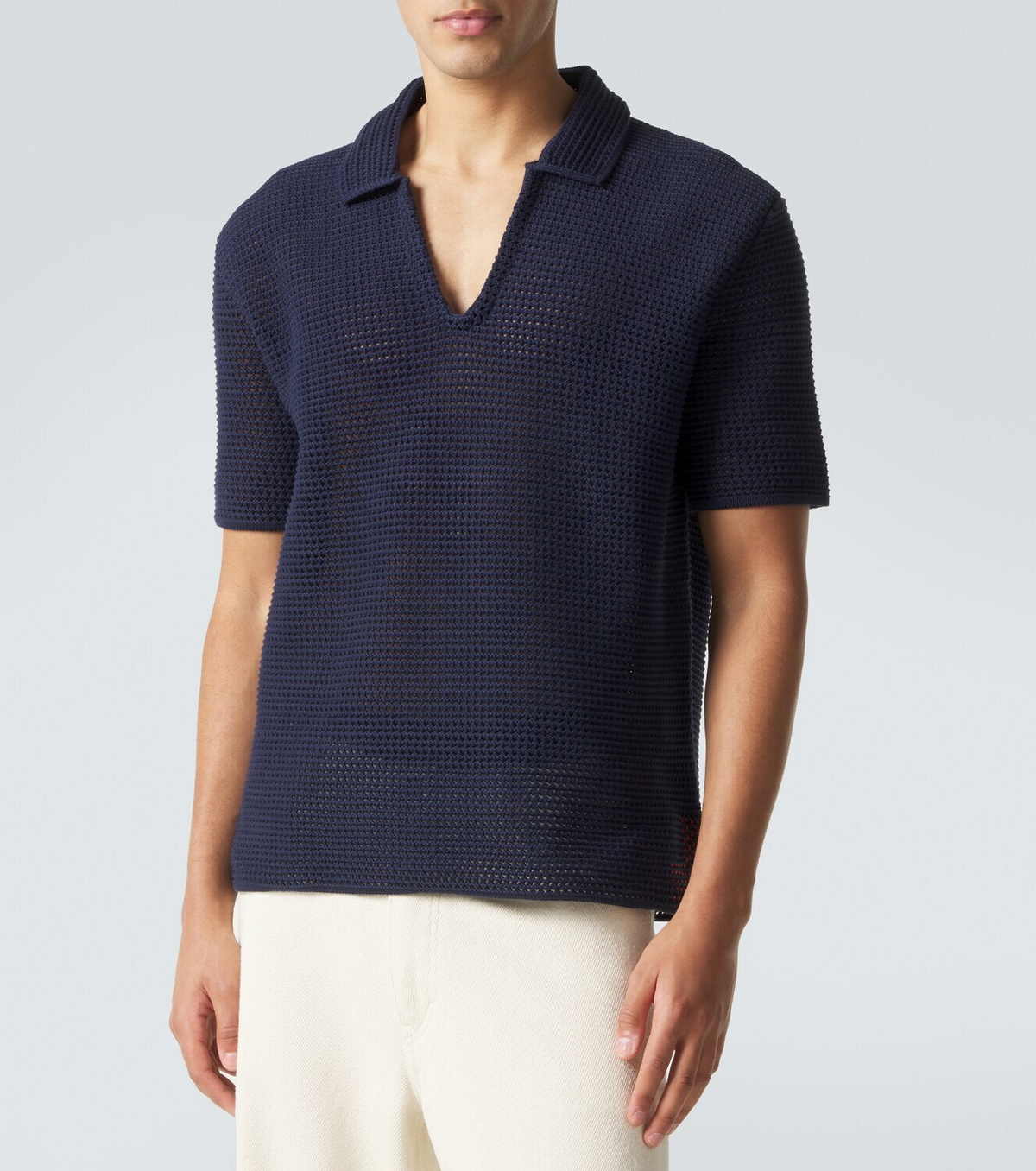 Orlebar Brown Batten crochet cotton polo shirt