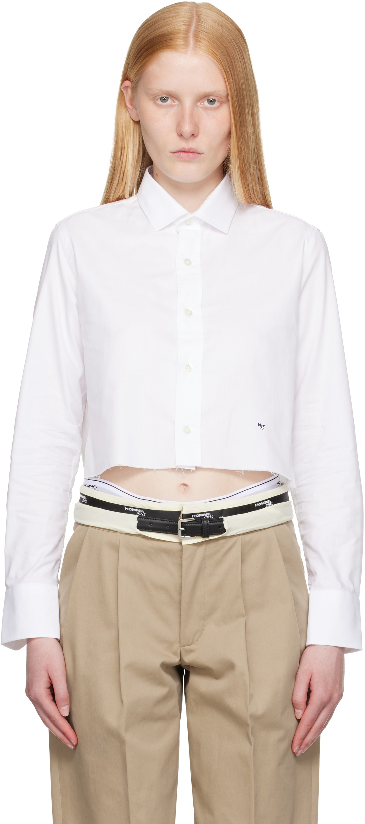 HommeGirls White Cropped Shirt Hommegirls