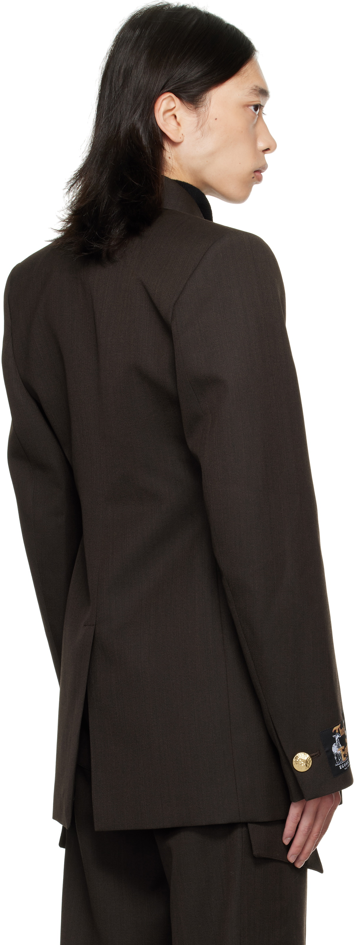 EGONlab Brown Golden Button Fitted Blazer