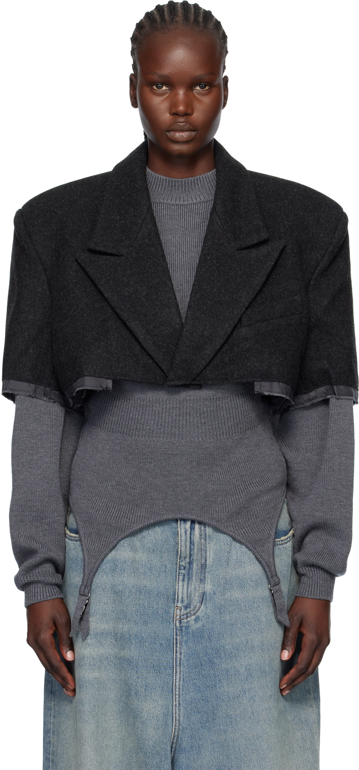 VAQUERA Gray Chopped Blazer