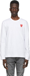 COMME des GARÇONS PLAY White Layered Double Heart Long Sleeve T-Shirt