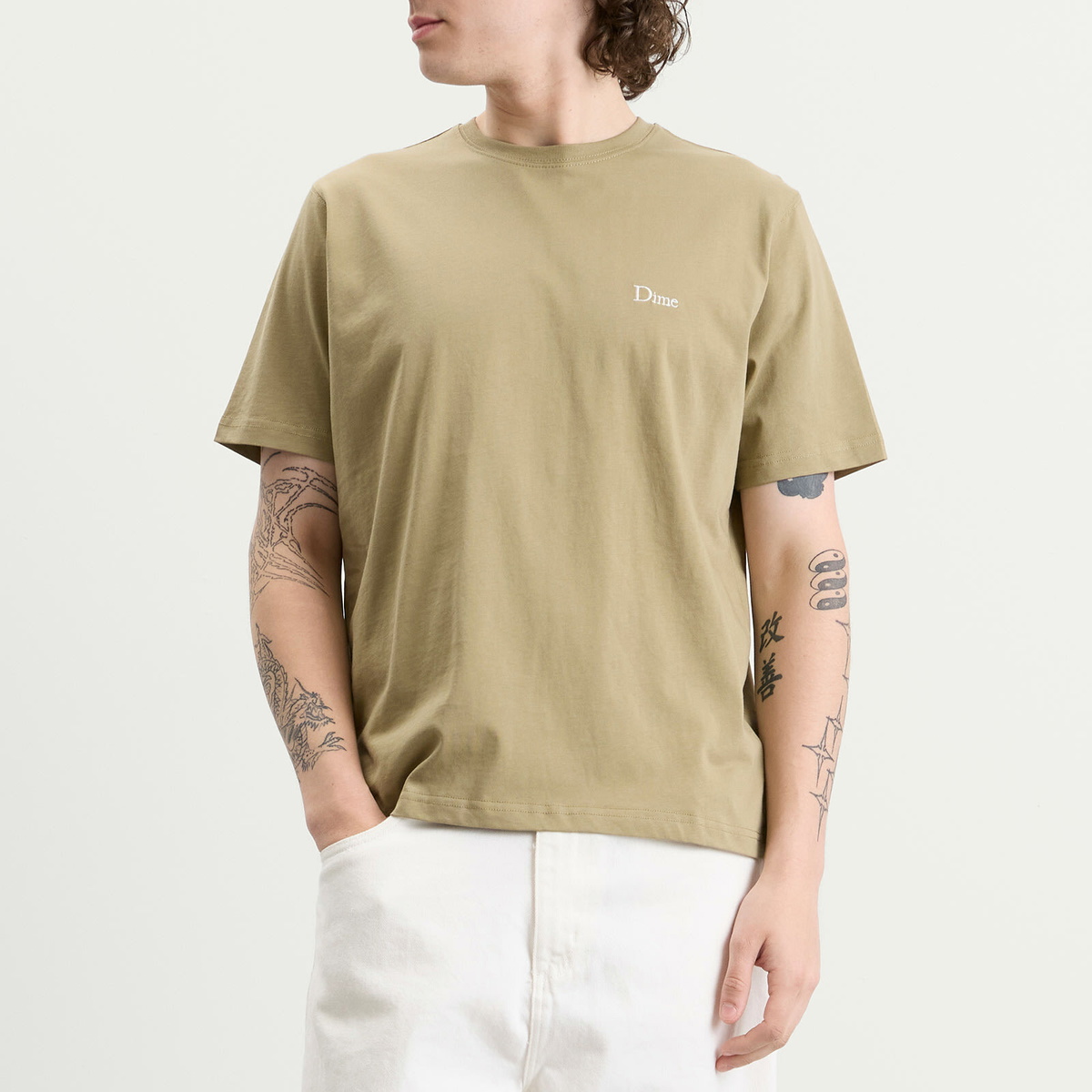 Dime Men's Classic Small Logo T-Shirt in Military Olive