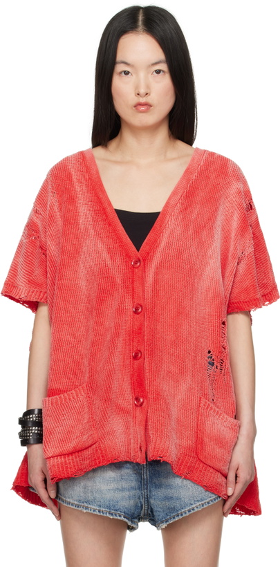 Photo: R13 Red Sleeveless Boxy Cardigan
