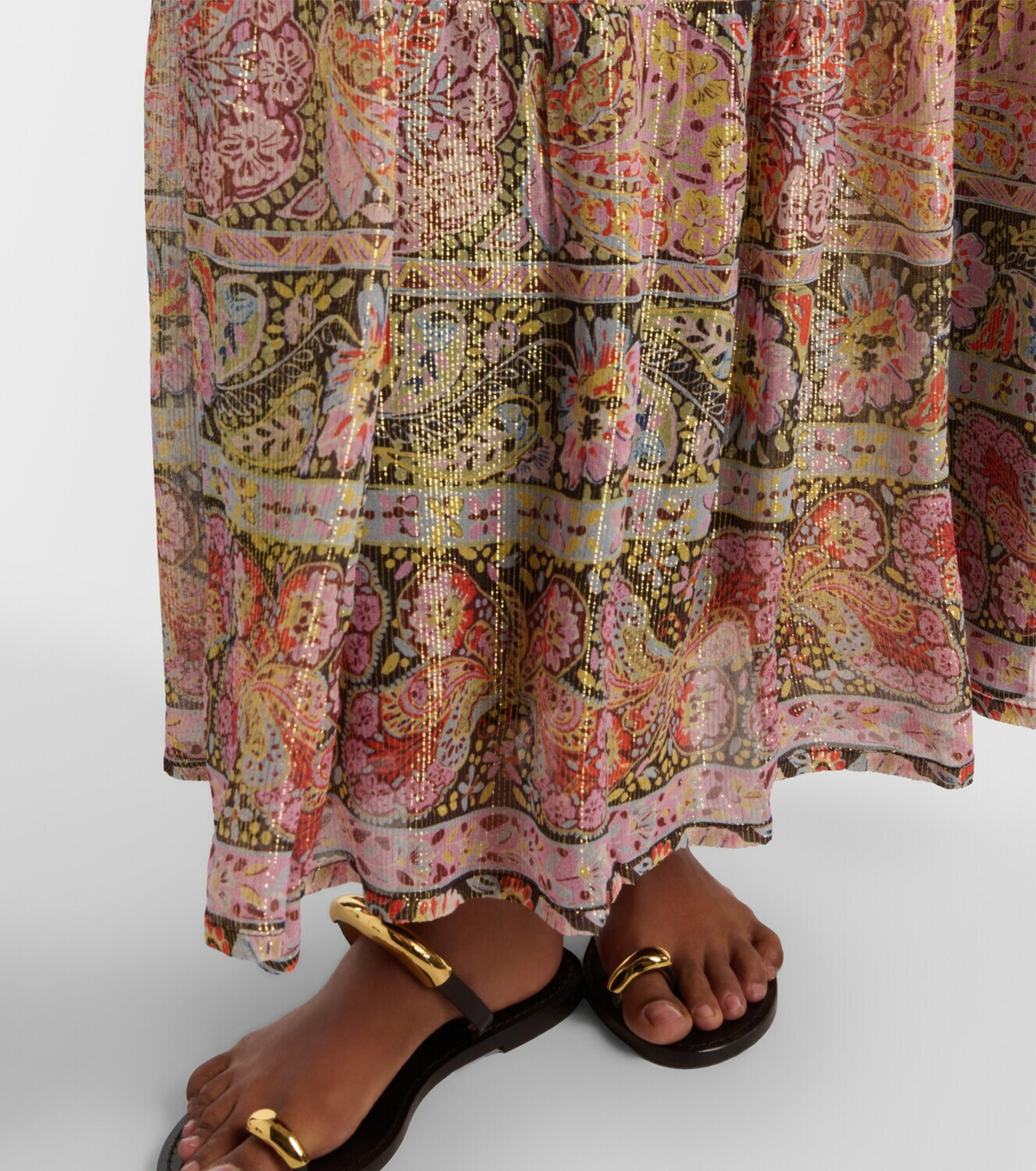 Rixo Kamilah floral lamé maxi dress