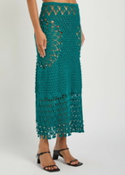 Rabanne Bead-embellished Crochet Cotton Midi Skirt Green