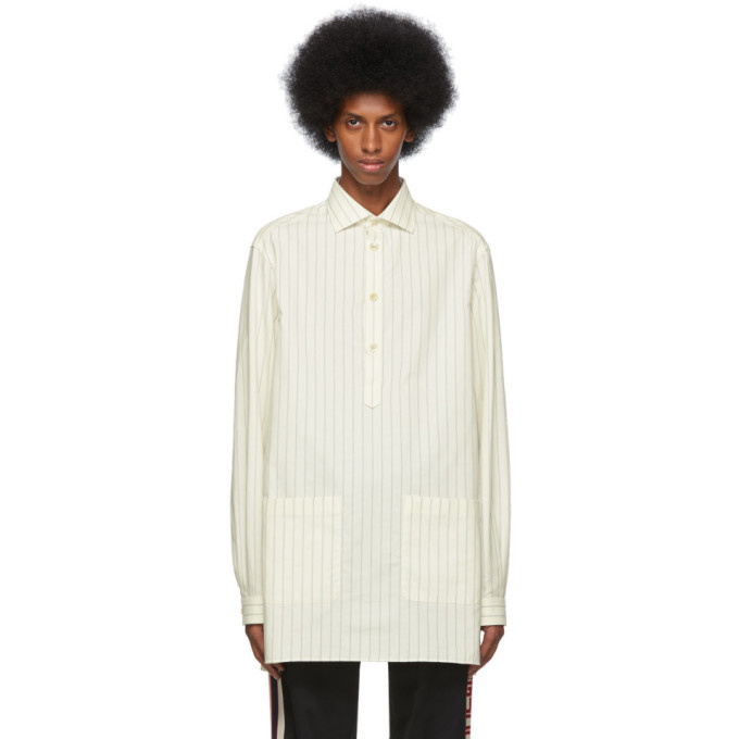 Photo: Gucci Off-White and Blue Oversized Striped Shirt