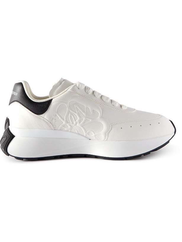 Photo: Alexander McQueen - Exaggerated-Sole Logo-Embossed Leather Sneakers - White