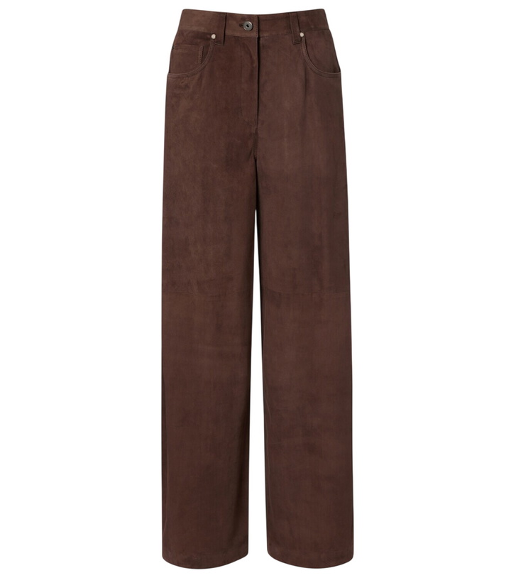 Photo: Brunello Cucinelli Suede wide-leg pants