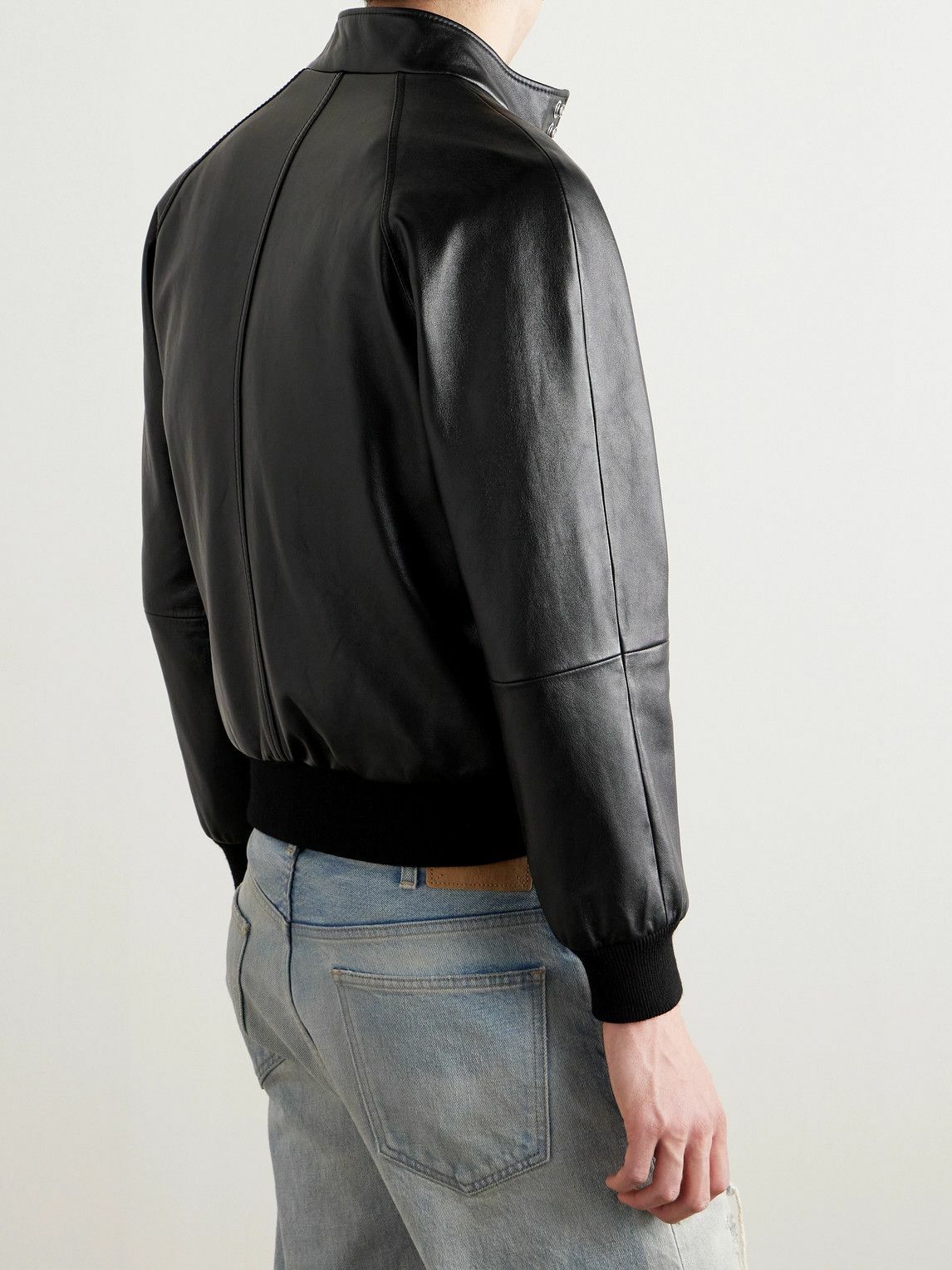 CELINE - Slim-Fit Leather Blouson Jacket - Black