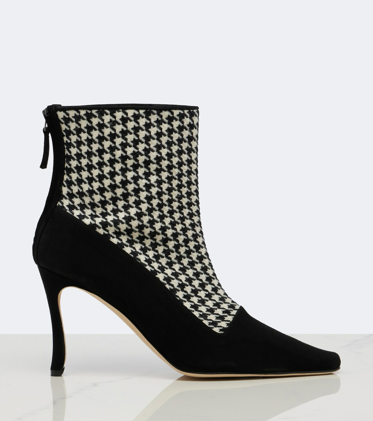 Manolo Blahnik Gosta houndstooth suede-trimmed ankle boots