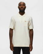 Fred Perry Textured Zip Neck Polo Shirt Beige - Mens - Polos
