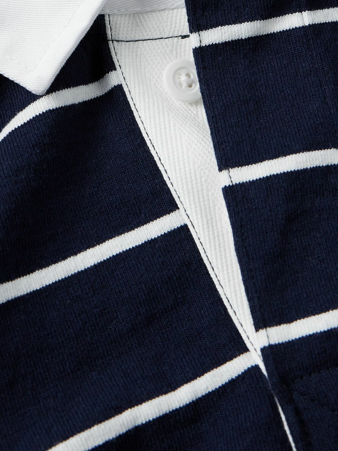 Noah - Classic Rugby Striped Cotton-Jersey Polo Shirt - Blue
