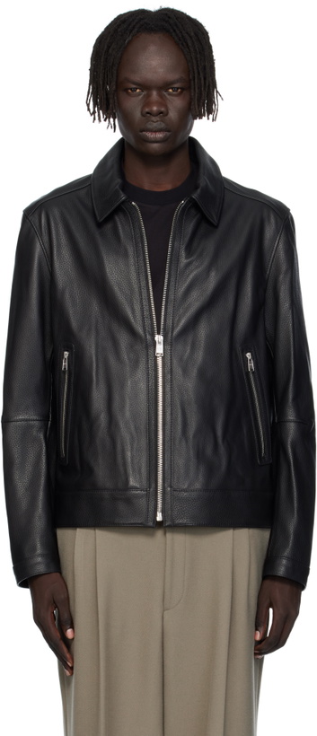 Photo: BOSS Black Regular-Fit Zip Leather Jacket