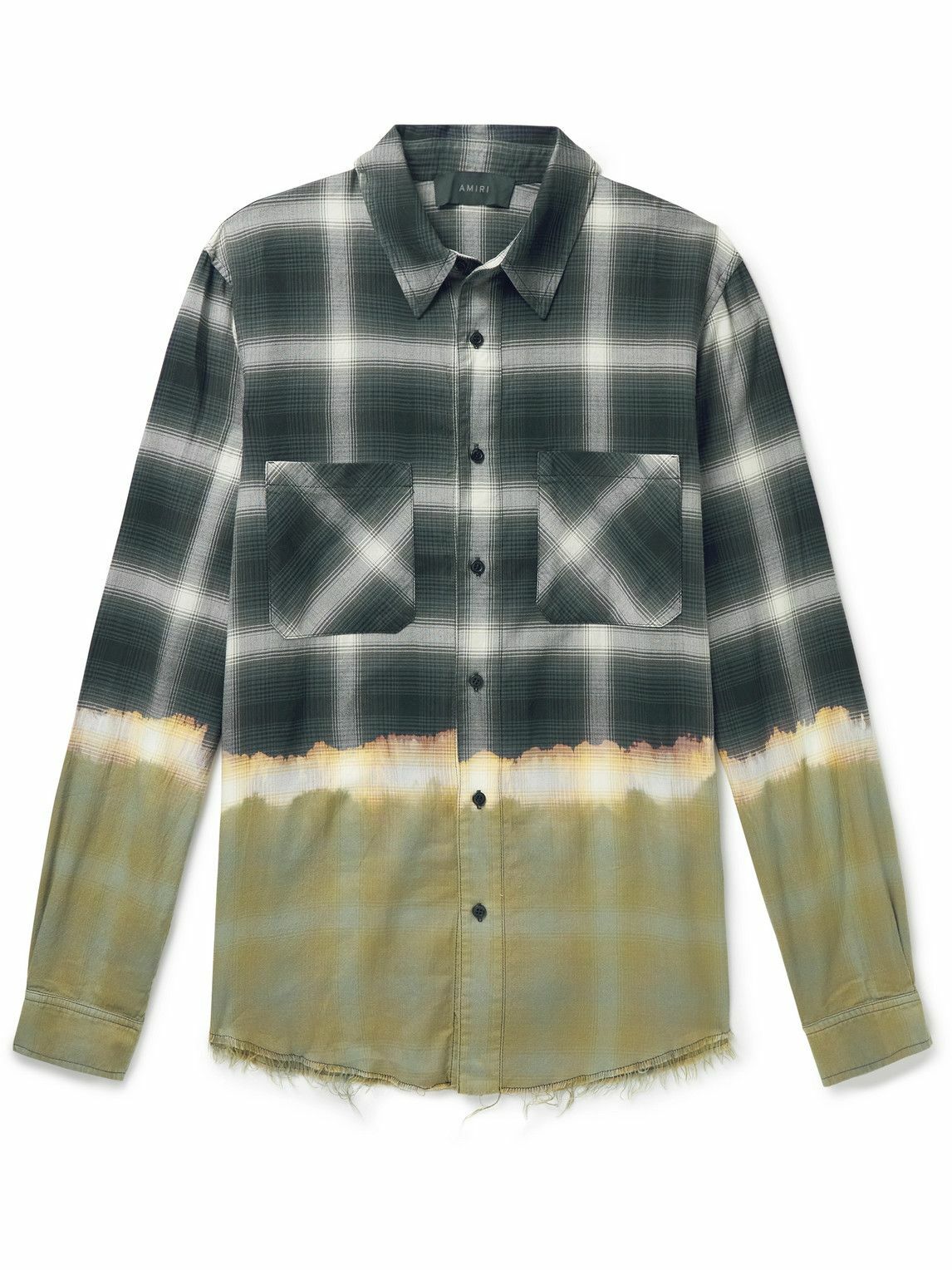 AMIRI - Distressed Dégradé Bleached Checked Cotton and
