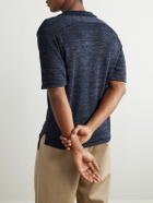 Inis Meáin - Knitted Linen Polo Shirt - Blue