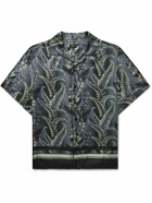 Etro - Camp-Collar Printed Silk-Twill Shirt - Blue