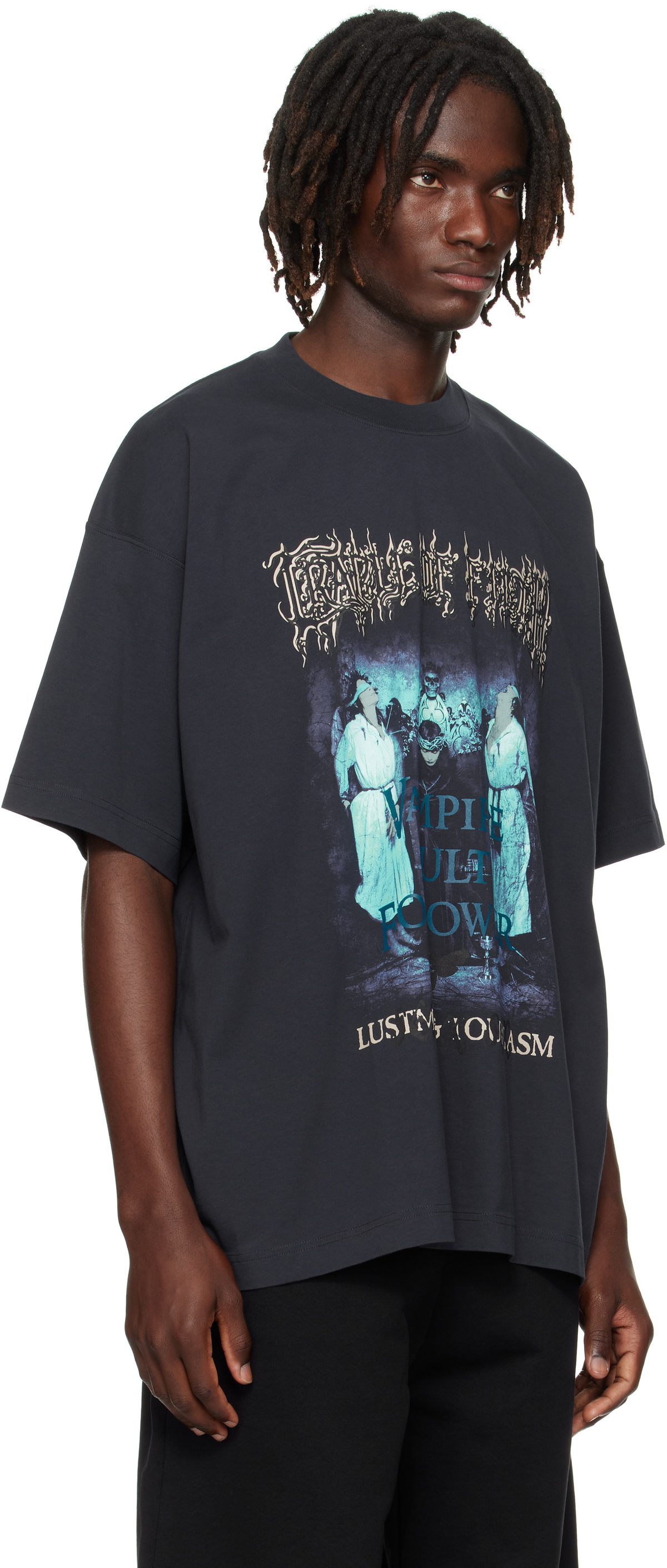 VETEMENTS Navy Cradle of Filth 'Vampire Cult' Oversized T-shirt
