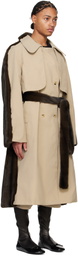 ABRA Beige & Brown Hybrid Faux-Fur Trench Coat