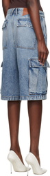 Rhude Blue Baggy Denim Cargo Shorts