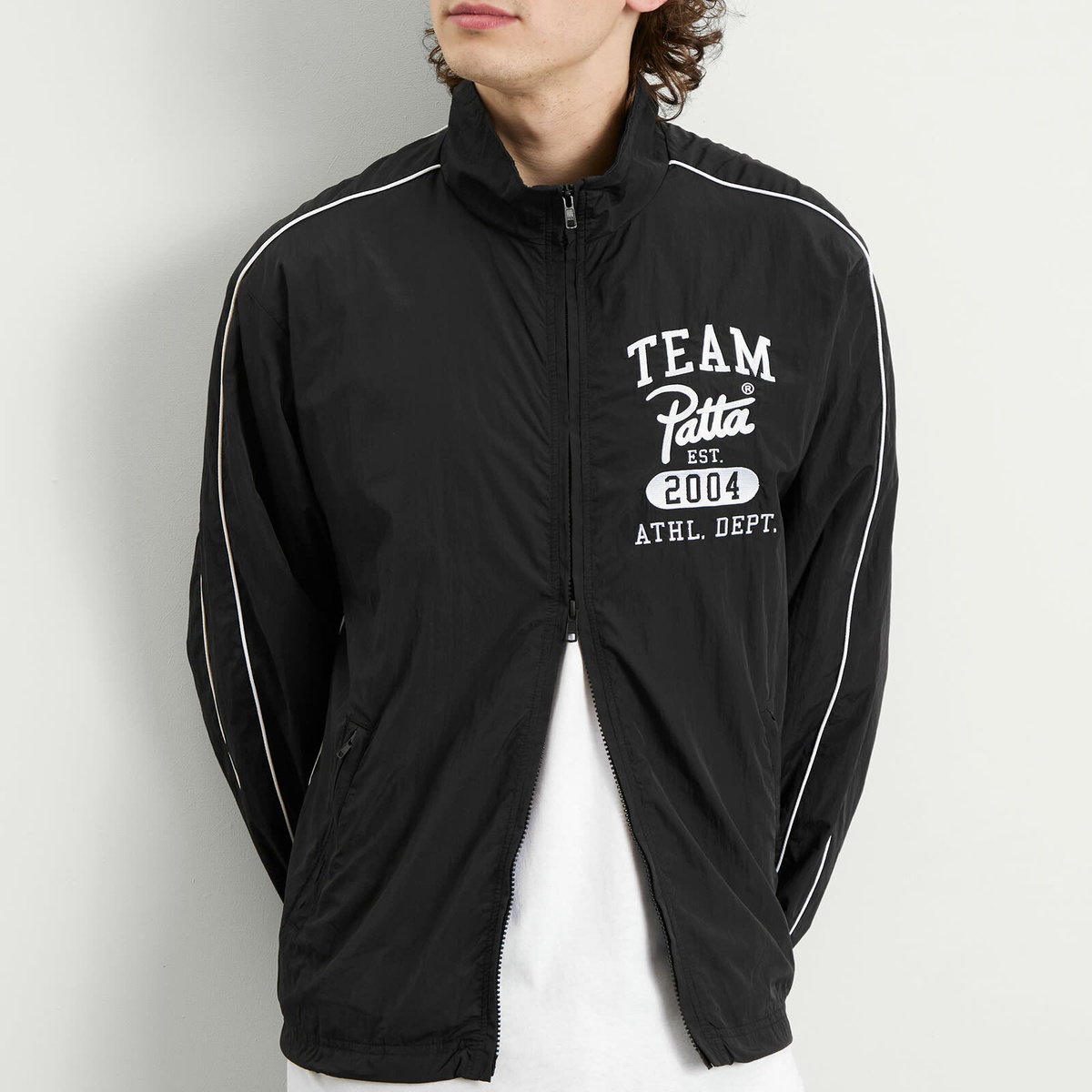 Patta Men's Athletic Nylon Track Jacket in Black