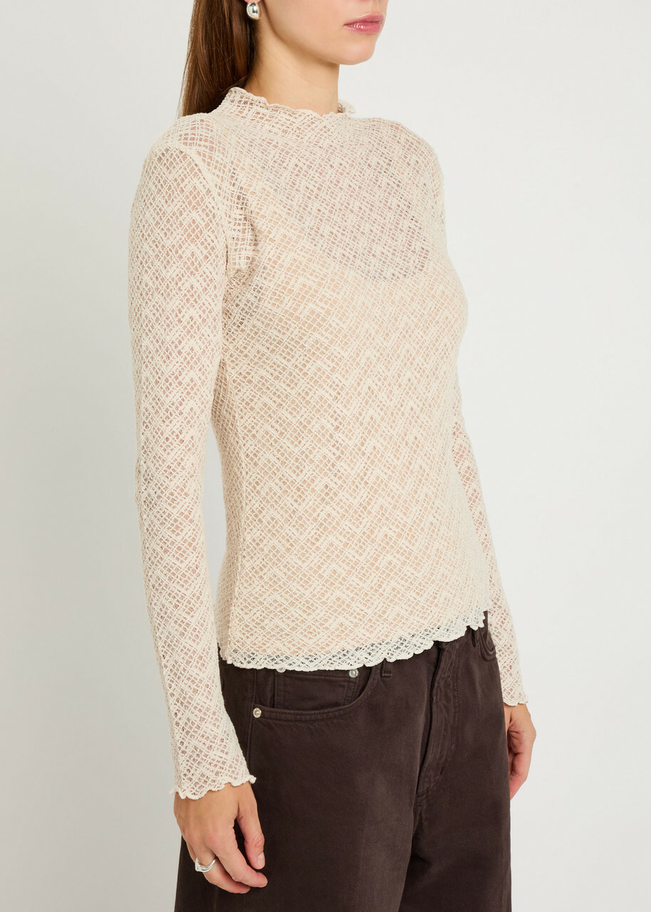 Vince Mock-neck Lace top Cream