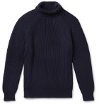 Anderson & Sheppard - Ribbed Merino Wool Rollneck Sweater - Blue