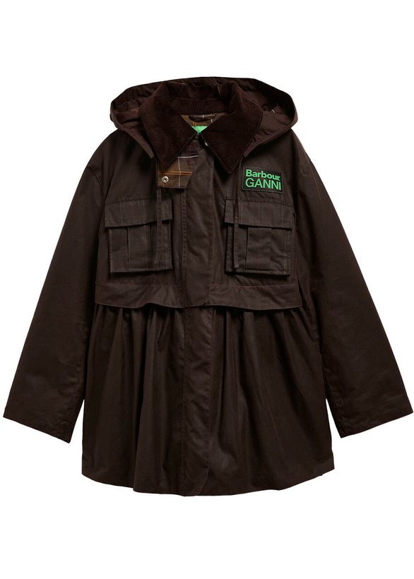 Photo: Barbour X Ganni Peplum Waxed Cotton Jacket Dark Green