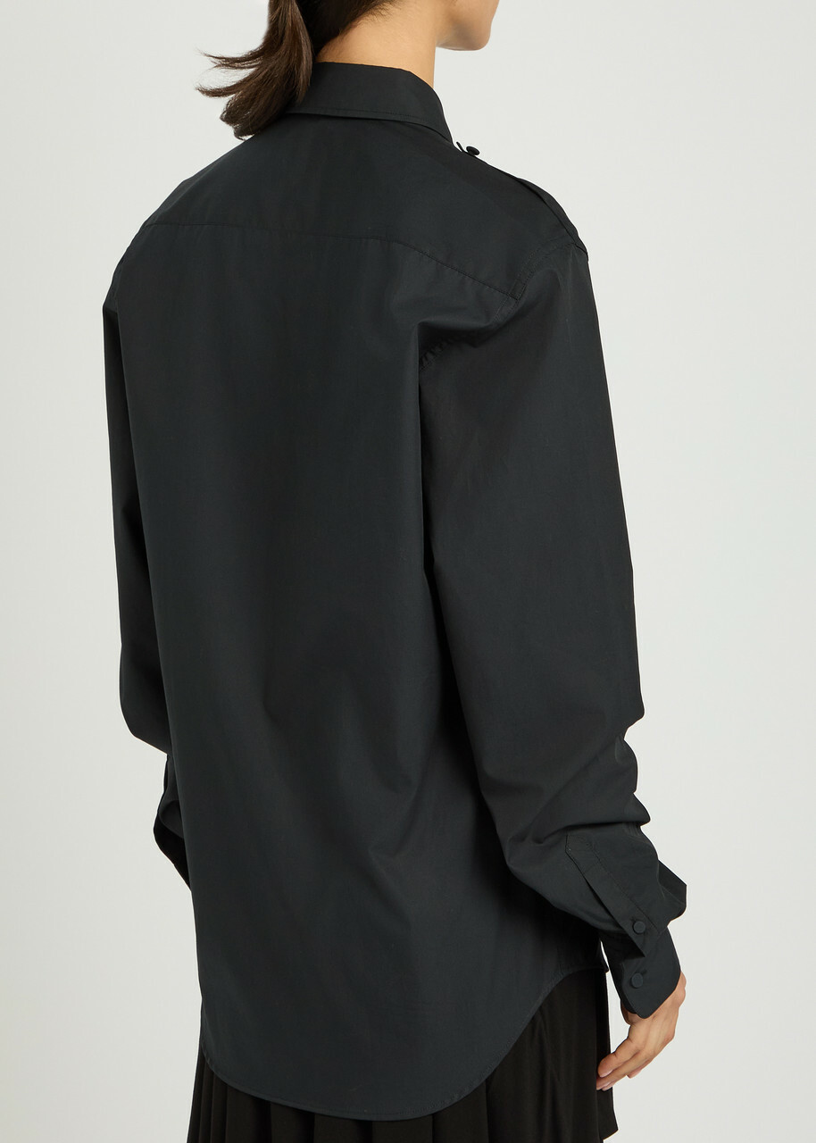 Aaron Esh Military Cotton-poplin Shirt Black