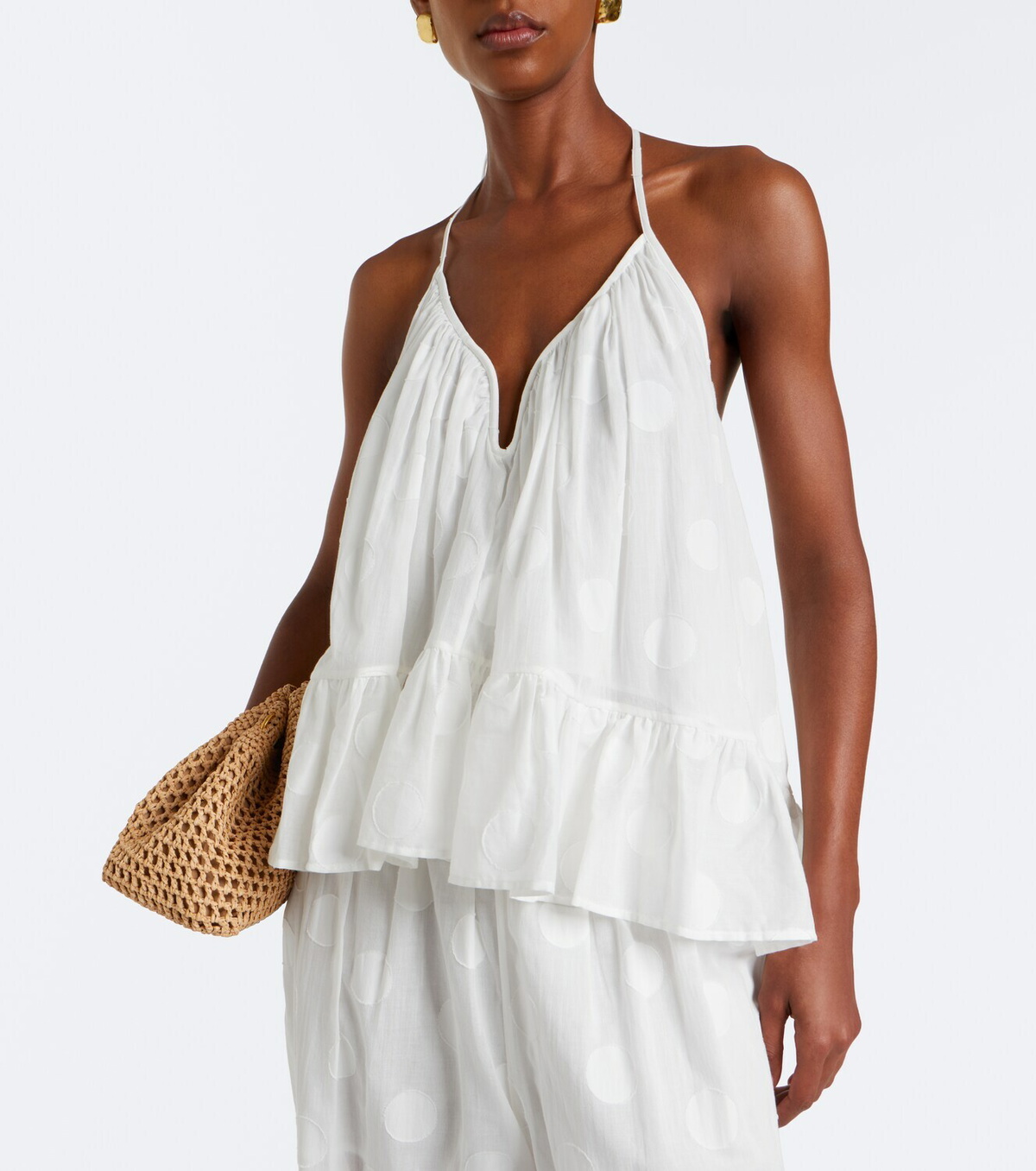 Zimmermann Solstice polka-dot cotton top