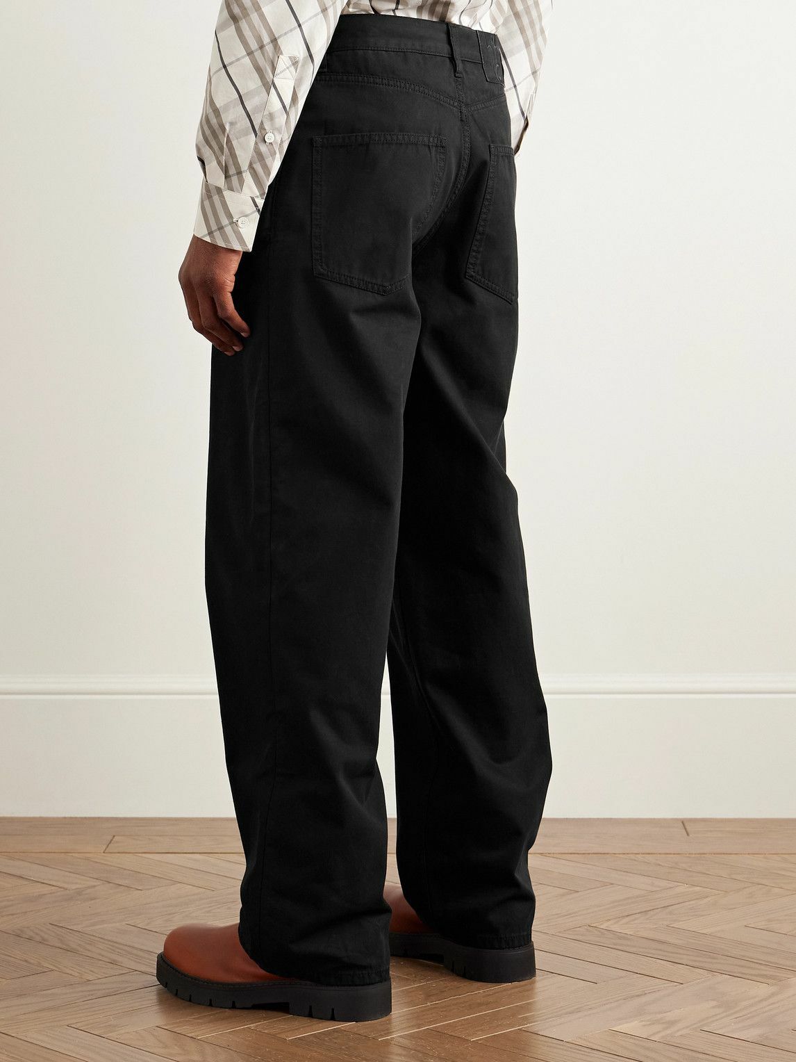 Burberry - Straight-Leg Cotton-Twill Trousers - Black