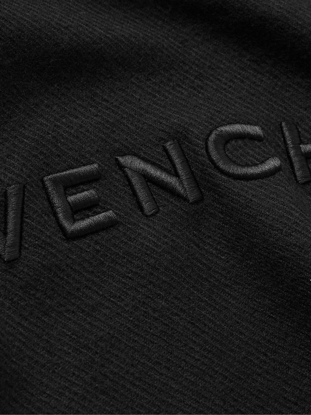 GIVENCHY - Logo-Embroidered Fringed Wool-Twill Scarf Givenchy