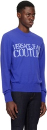 Versace Jeans Couture Blue Intarsia Sweater